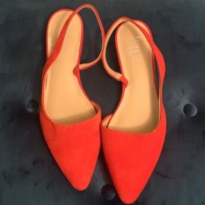 Franco Sarto Orange Red Leather Slingback Flats